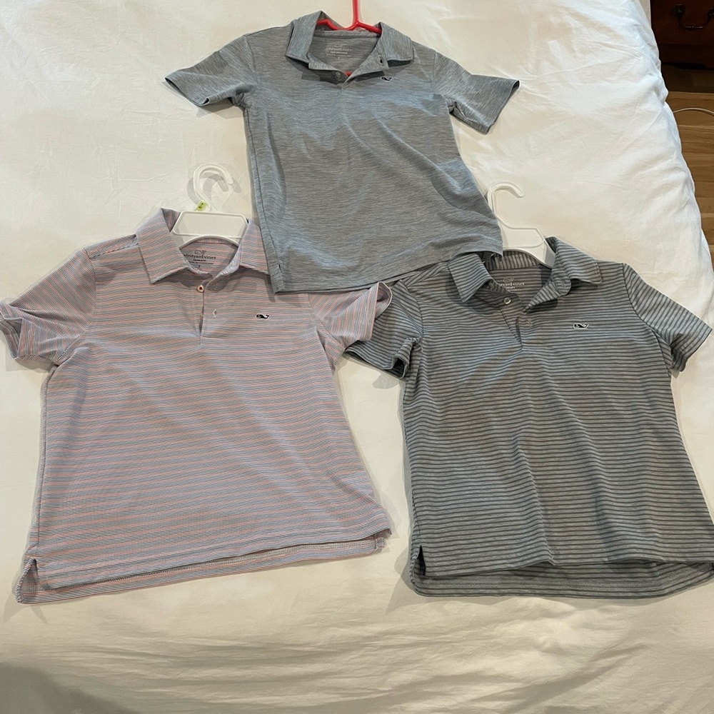 Kids Striped Polo Shirt Set - Gray and striped
